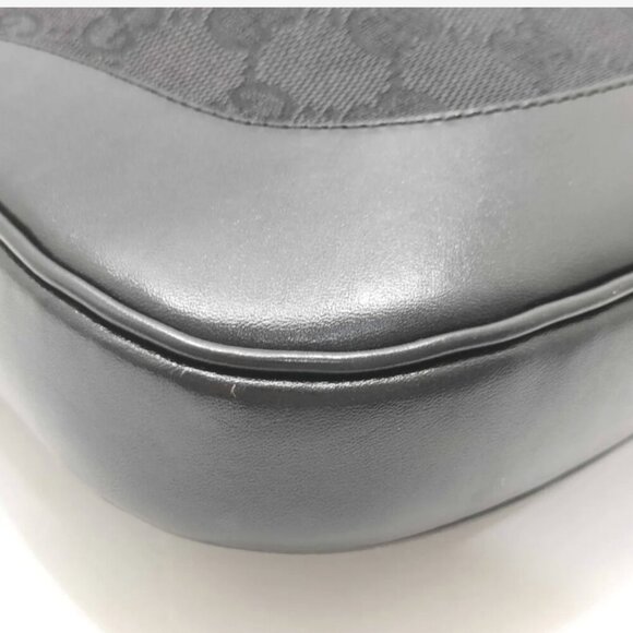 GUCCI JACKIE GG BLACK LEATHER CANVAS SHOULDER BAG - VERY GOOD CONDITION - Picture 2 of 10